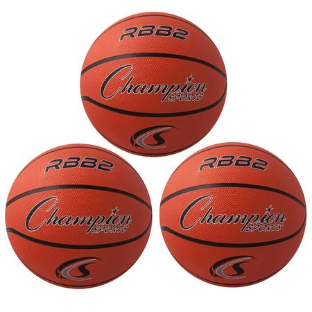 CHAMPION SPORTS Junior Rubber Basketball, Orange, Size 5, PK3 RBB2